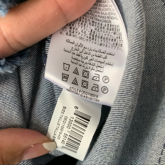 Bcbgeneration Frayed Denim Top Blue Med Wash S NWT - Picture 9 of 15